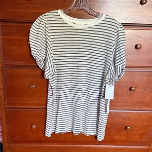 Caslon Ivory and Olive Striped Tee